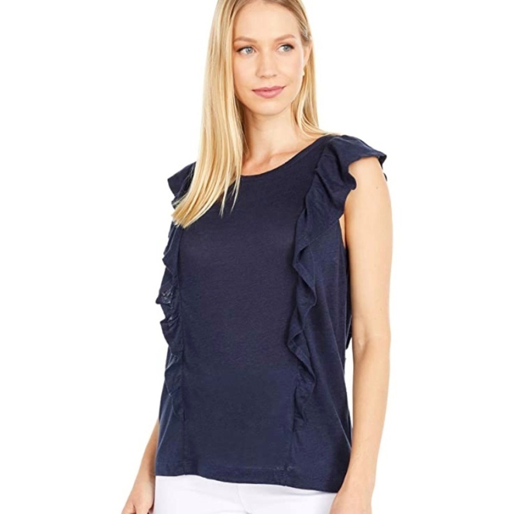 J CREW size medium navy blue ruffle top